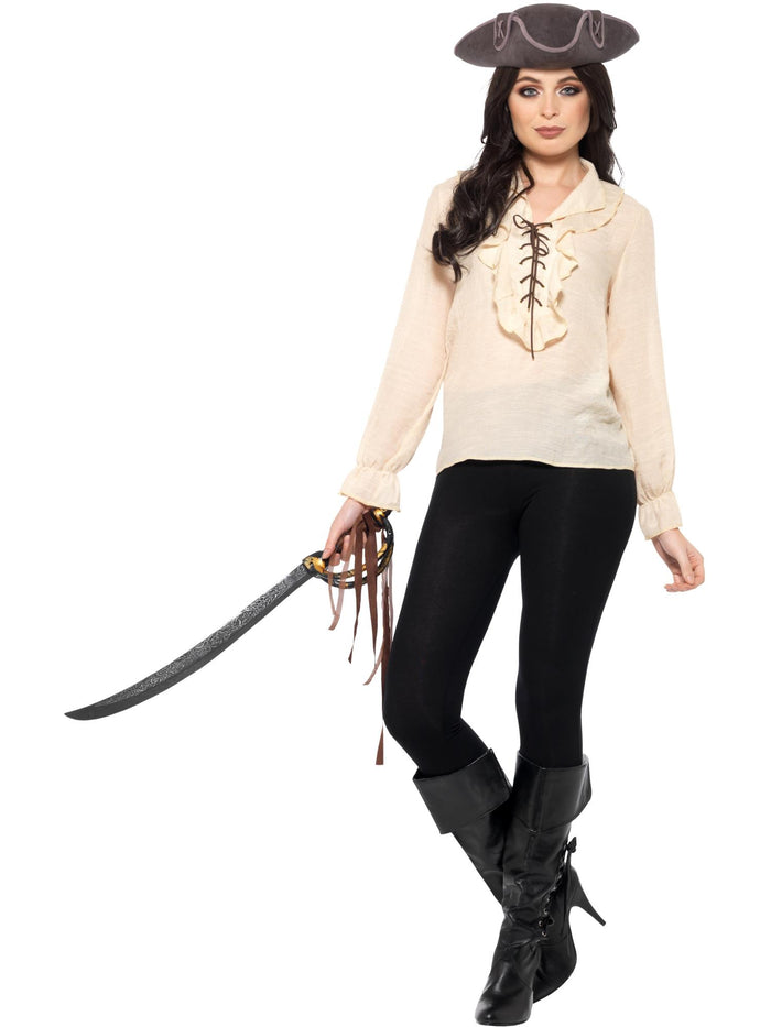 Pirate Shirt, Ivory, with Lace Up Front