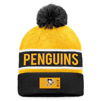 Pittsburgh Penguins Fanatics Branded Black/Yellow 2022 NHL Draft - Authentic Pro Cuffed Knit Toque with Pom