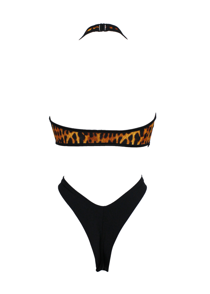 Plunge-Front Tie-Wrap One Piece - Animal Print Swimsuit / VICKY SWIM - EXES LINGERIE