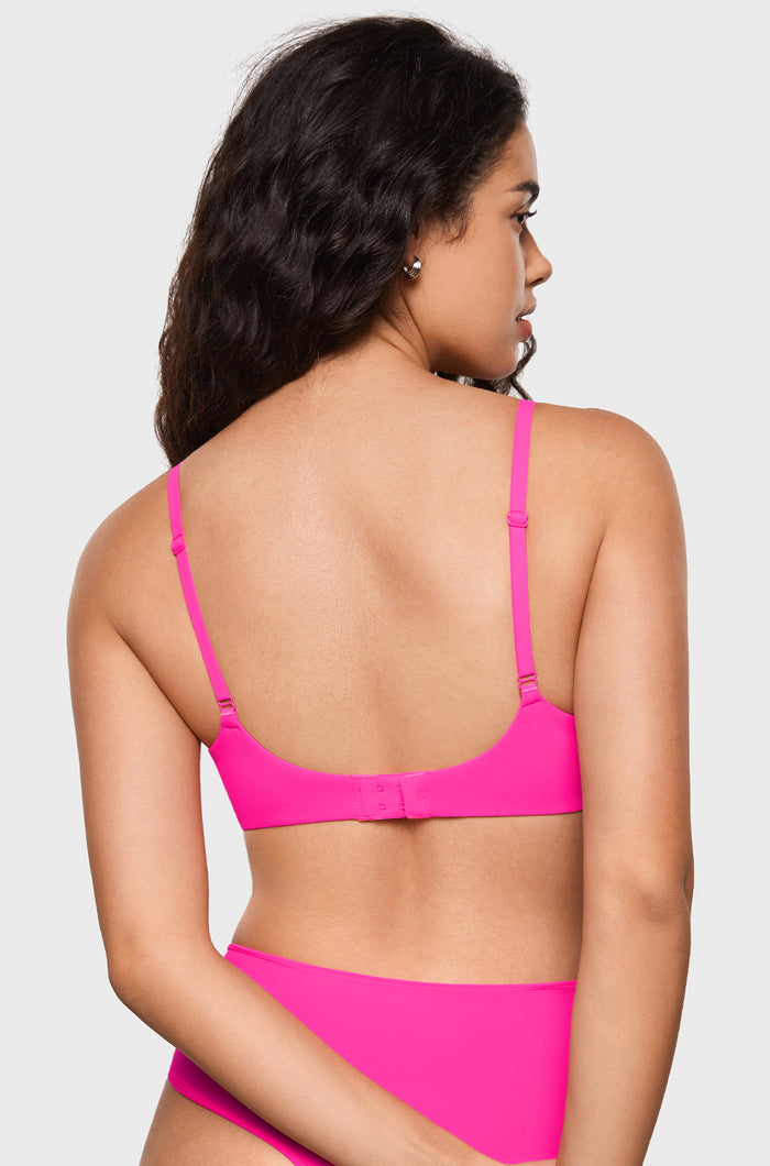 Women's Plunge Lightly Padded Demi Bra Rose Shocking