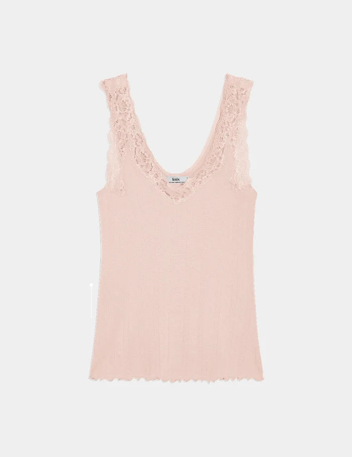 | Pointelle Lace Tank shown front-facing against a light gray background | Hush