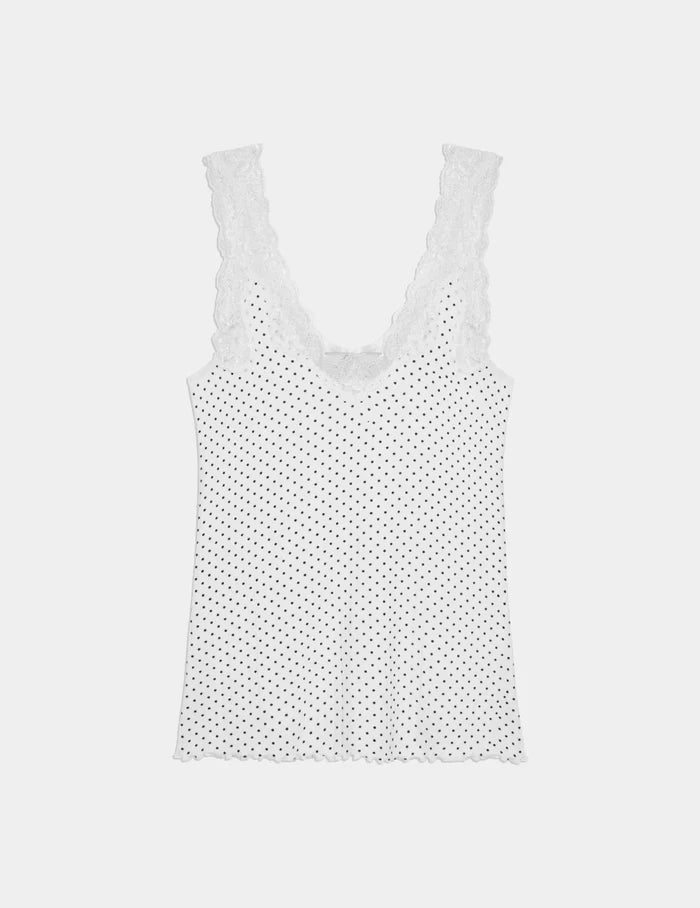 White with Black Polka Dot / XS