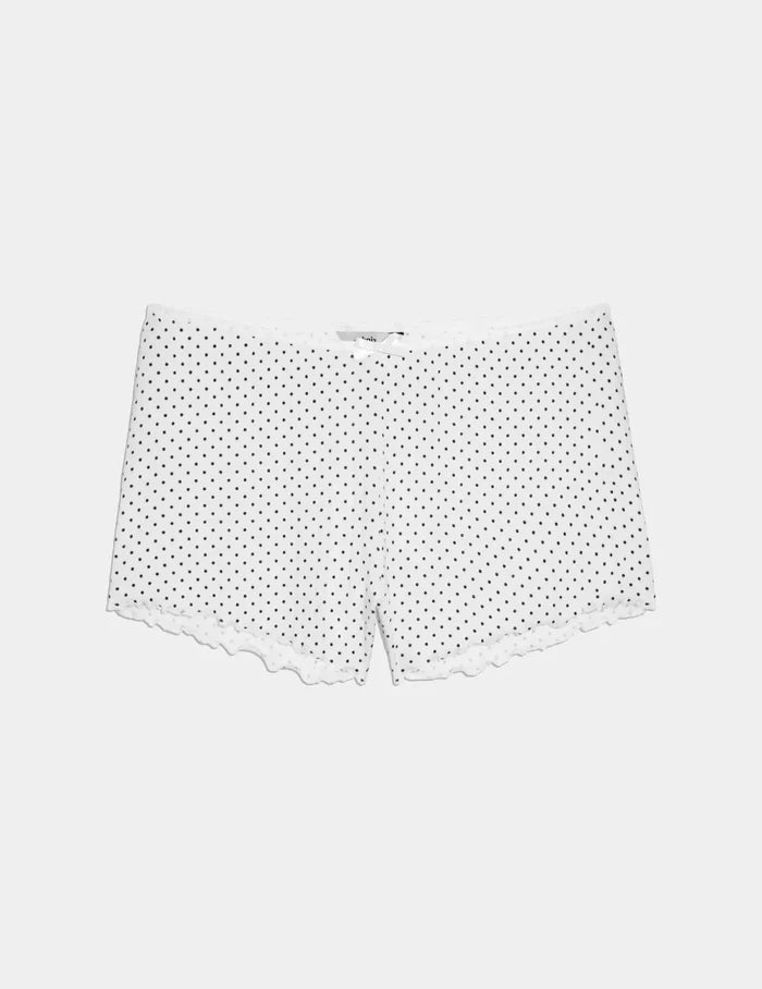 White with Black Polka Dot / XS