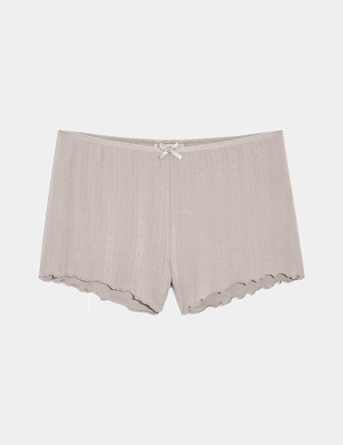 | Pointelle Shortie shown front-facing against a light gray background | Dove Grey