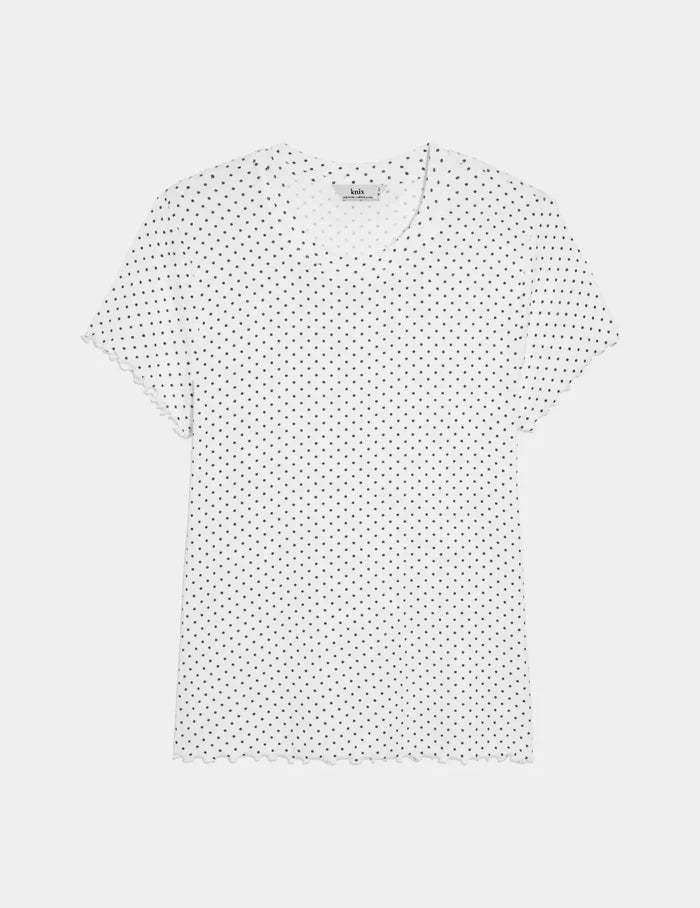 White with Black Polka Dot / XS