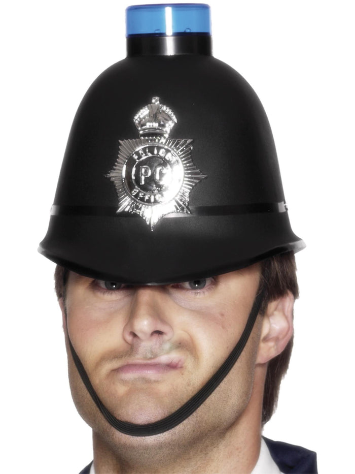 Police Helmet with Flashing Siren Light
