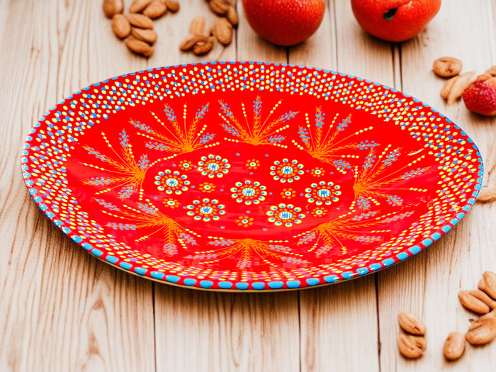 Potters Large Red Oval Fruit Bowl