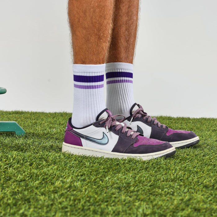Purple Stripe Crew Socks - del campo