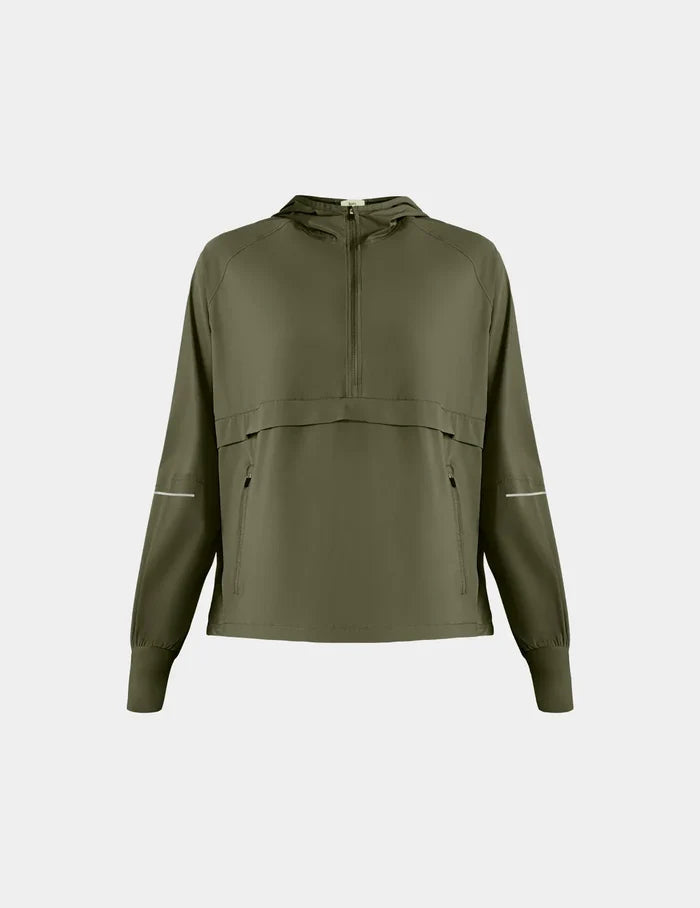 | Front view of model highlighting the coverage and fit | Olive