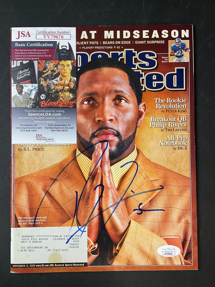Ray Lewis Signed Sports Illustrated NFL JSA Certified Auto Baltimore Ravens
