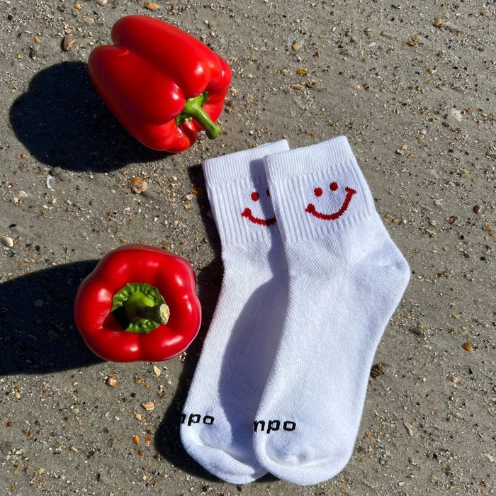 Del Campo Smiley Pack golf socks featuring all six smiley designs: classic, blue, green, pink, orange, and red