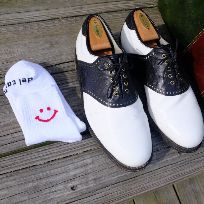 Del Campo Red Smiley golf socks