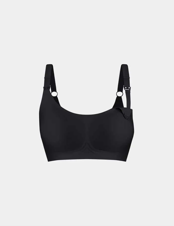 | View of Revolution Nursing Bra shown front-facing against a light gray background | Black