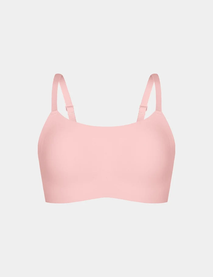 | View of Revolution Scoop Bra shown front-facing against a light gray background | Rose Water