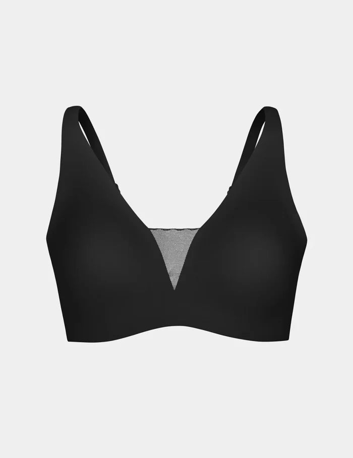 | View of Revolution Shadow Mesh Bra shown front-facing against a light gray background | Black