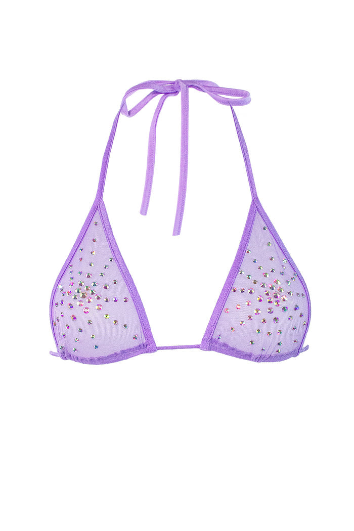 Rhinestones Triangle Bikini Top  / TOP ISA CRYSTALS LILAC,TOPS - EXES LINGERIE