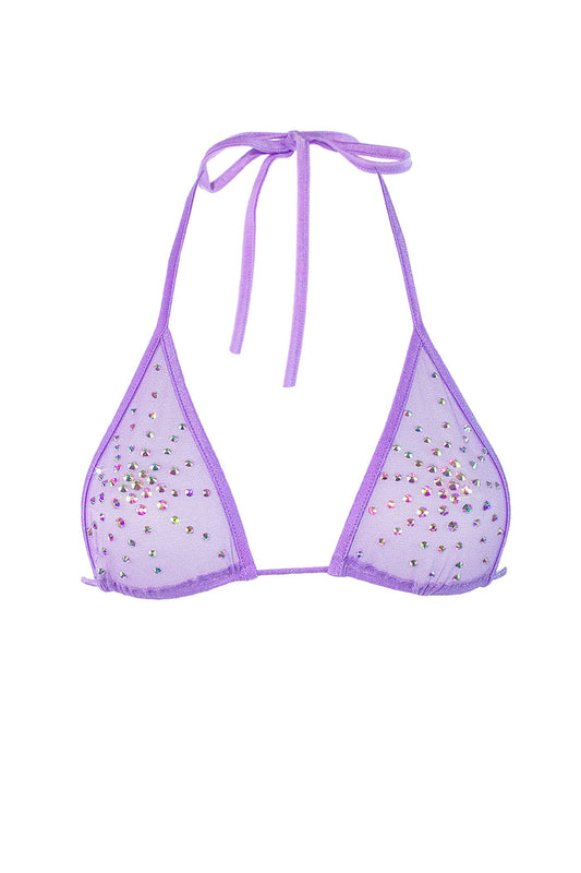 Rhinestones Triangle Bikini Top  / TOP ISA CRYSTALS LILAC,TOPS - EXES LINGERIE
