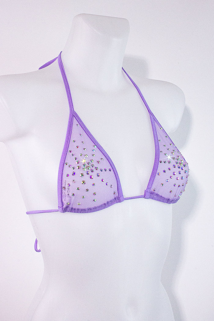 Rhinestones Triangle Bikini Top  / TOP ISA CRYSTALS LILAC,TOPS - EXES LINGERIE