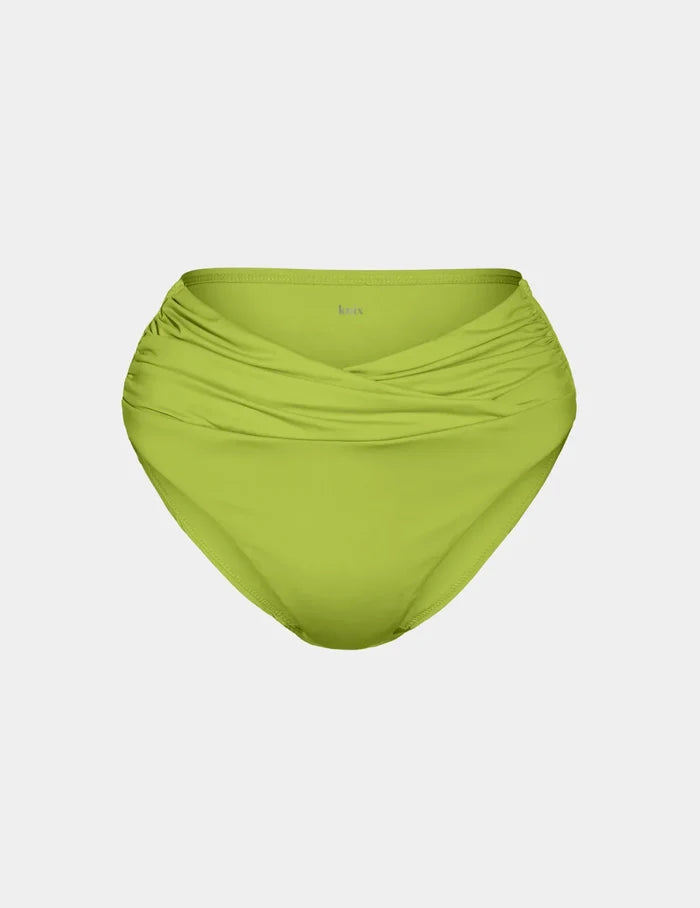 | Front view of model highlighting the coverage and fit | Chartreuse
