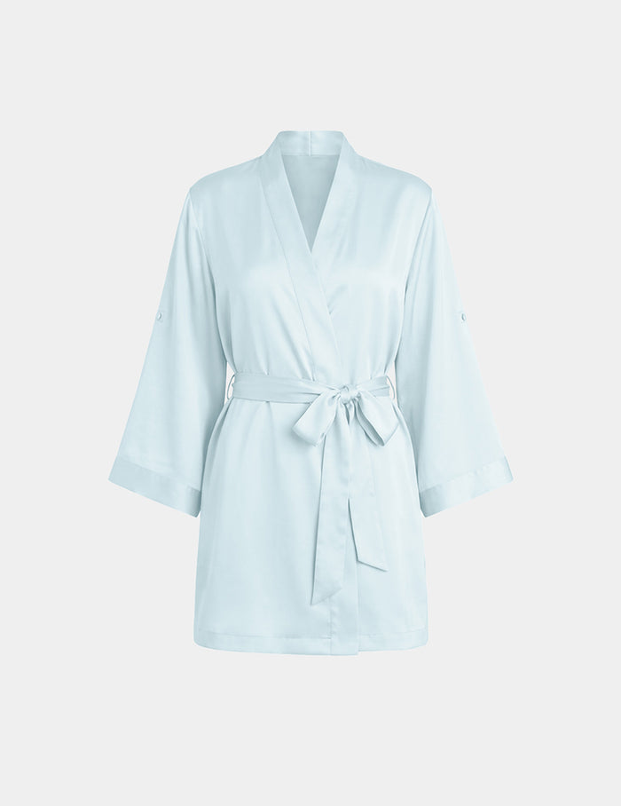 | Satin Robe shown front-facing against a light gray background | Blue Light