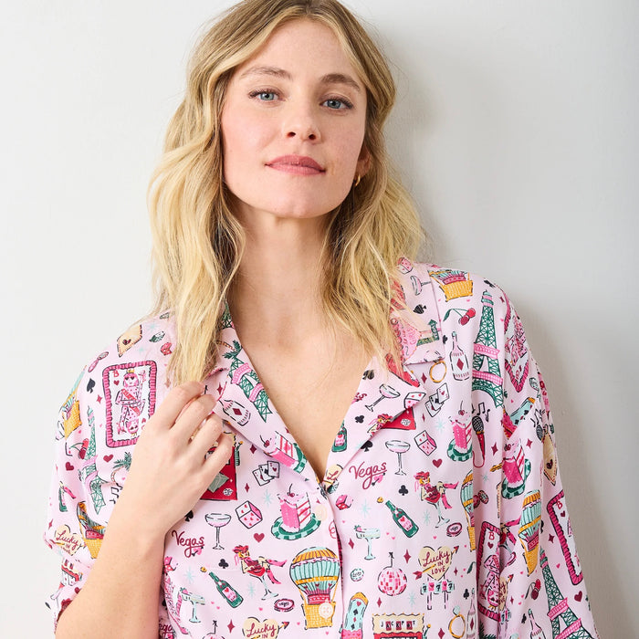 Satin Wildest Dreams Pajama Set in Viva Las Vegas