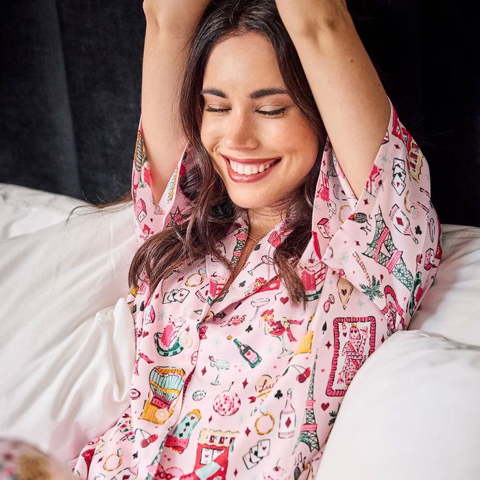 Satin Wildest Dreams Pajama Set in Viva Las Vegas