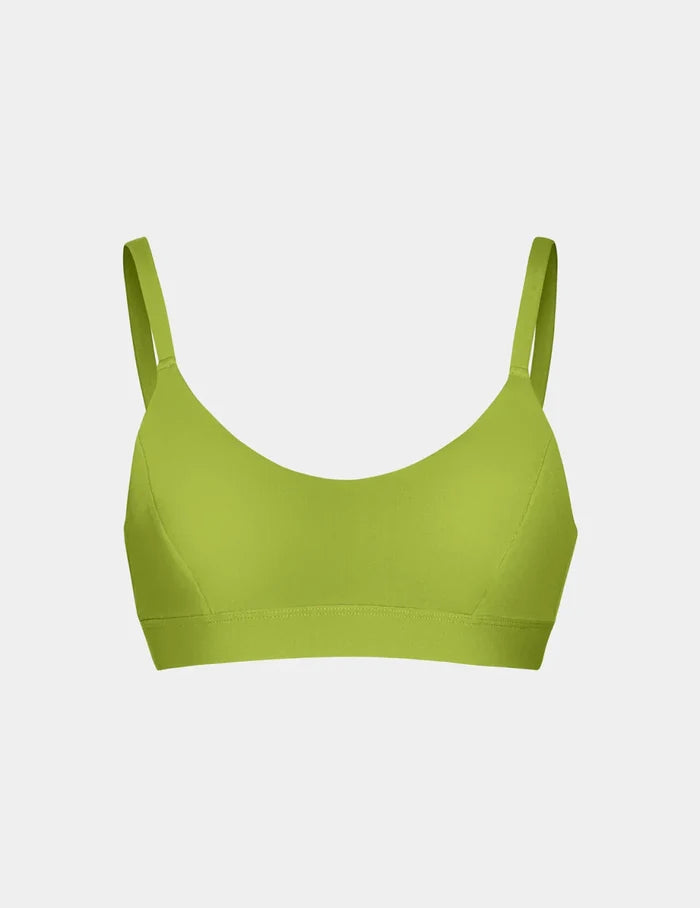 | Scoop Bikini Top shown front-facing against a light gray background | Chartreuse