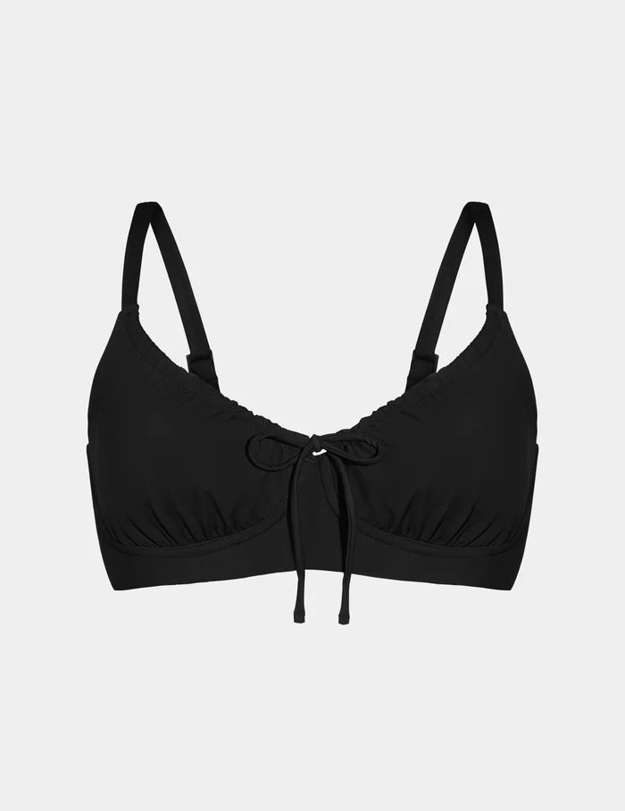 | Sculpt Front Tie Bikini Top shown front-facing against a light gray background | Black