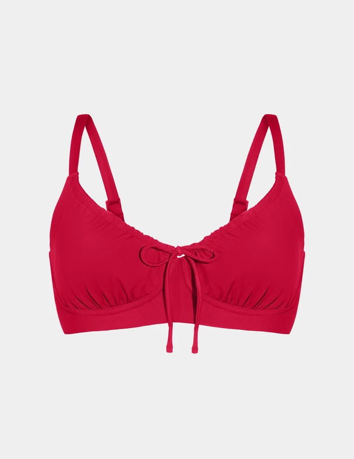| Sculpt Front Tie Bikini Top shown front-facing against a light gray background | Cherry