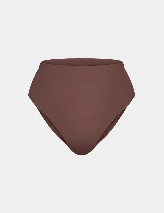 | Sculpt High Rise Bikini Swim Bottom shown front-facing against a light gray background | Espresso