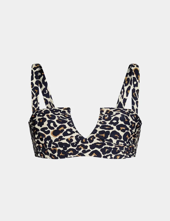 | Front view of model wearing the Sculpt Ruched Bikini Top, highlighting the neckline, strap design, and smooth silhouette | Wild Cat