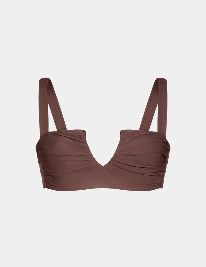 | Sculpt Ruched Bikini Top shown front-facing against a light gray background | 
Espresso