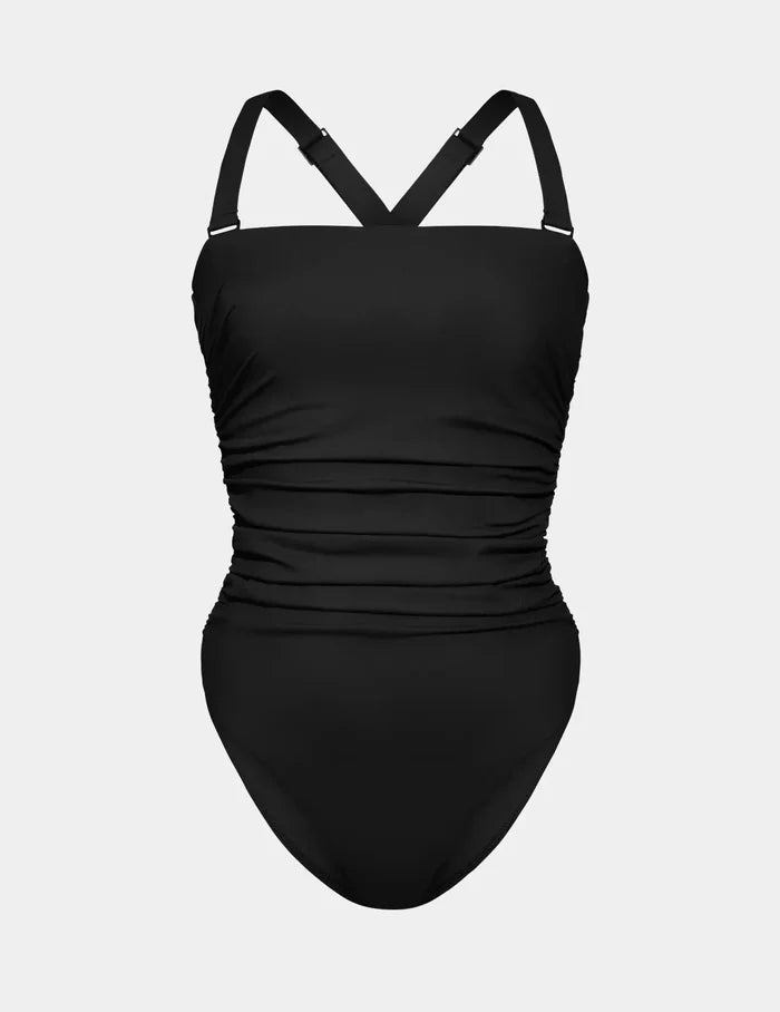 | Sculpt Ruched One Piece Swimsuit shown front-facing against a light gray background | Black