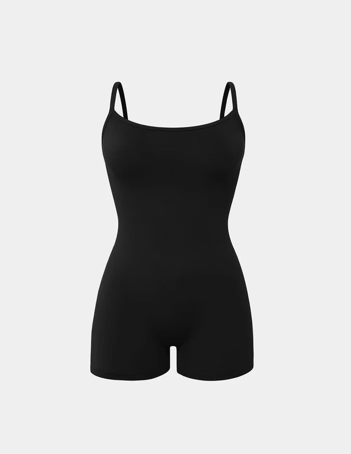 | Sculpt Swim Shortie One Piece shown front-facing against a light gray background | Black