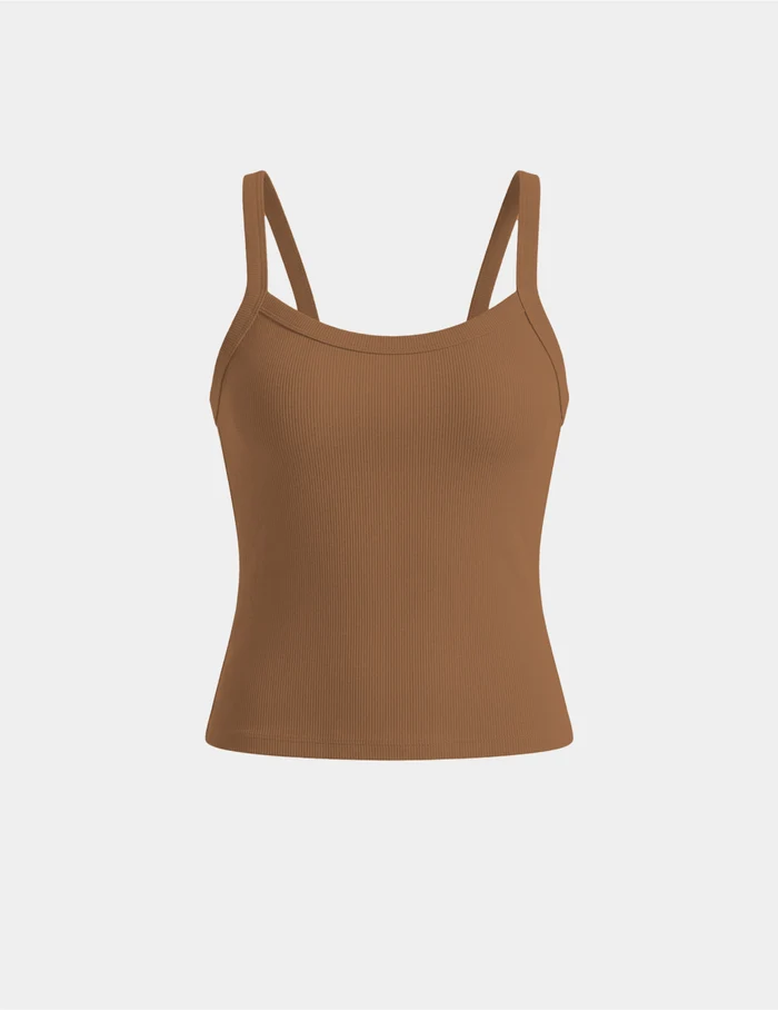 | SculptRib™ Cotton Cami shown front-facing against a light gray background | Bark
