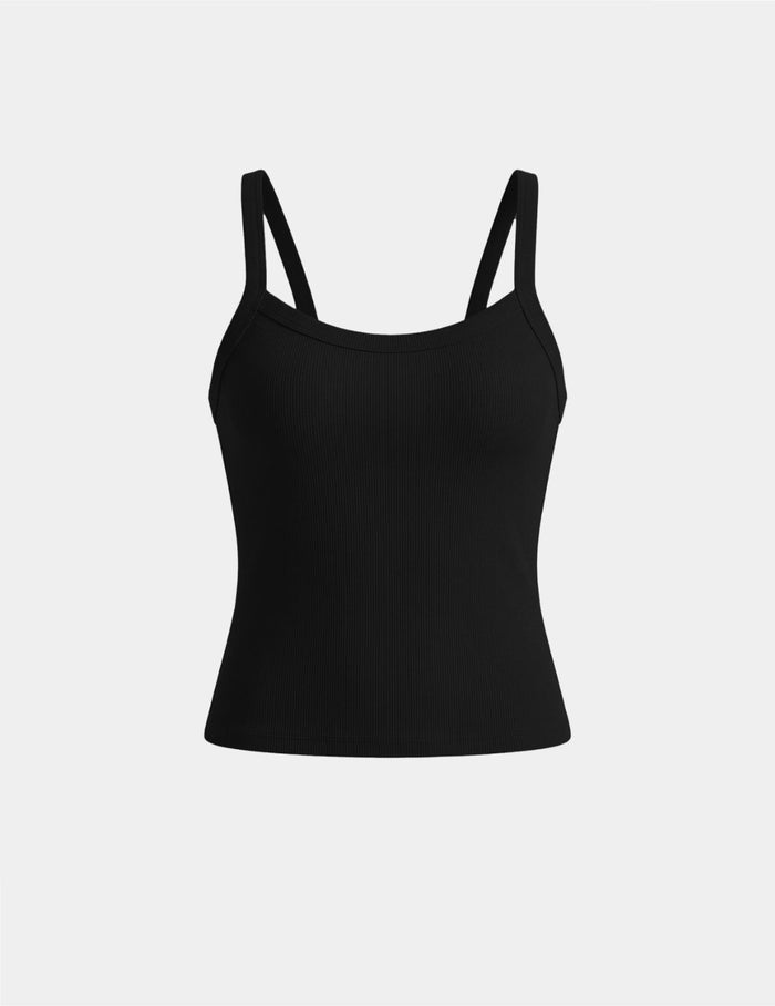 | SculptRib™ Cotton Cami shown front-facing against a light gray background | Black