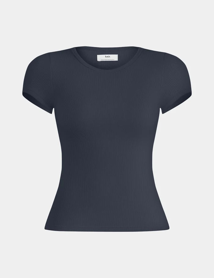 | SculptRib™ Cotton T-Shirt shown front-facing against a light gray background | Twilight Navy