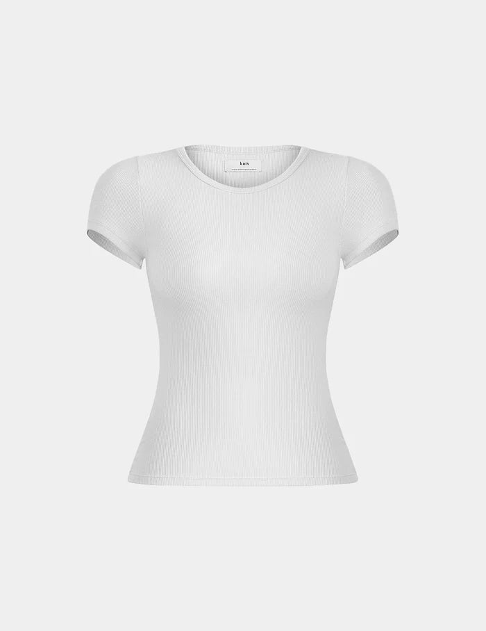 | SculptRib™ Cotton T-Shirt shown front-facing against a light gray background | White