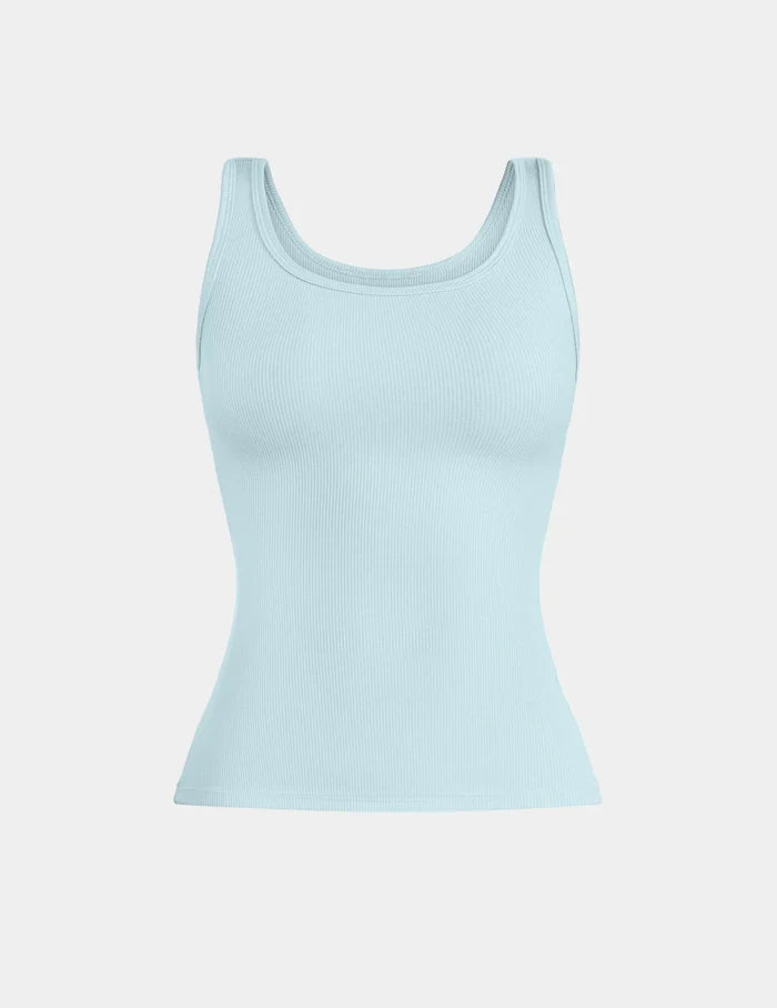 | SculptRib™ Cotton Tank shown front-facing against a light gray background | Blue Light