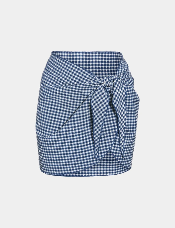 | Seersucker Sarong shown front-facing against a light gray background | Navy Seersucker