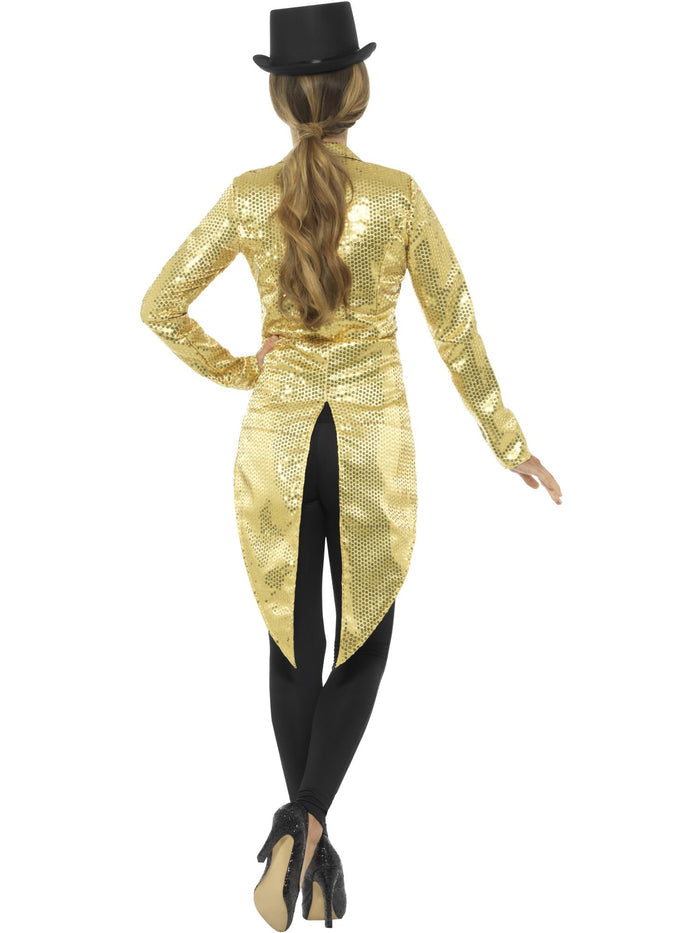 Sequin Tailcoat Jacket, Ladies, Gold