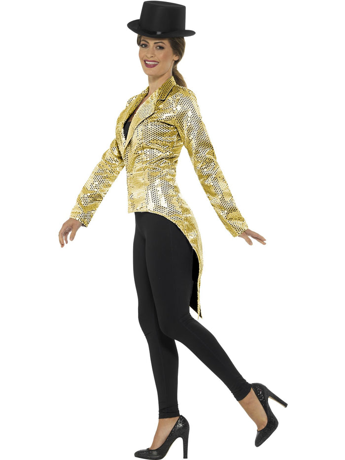 Sequin Tailcoat Jacket, Ladies, Gold