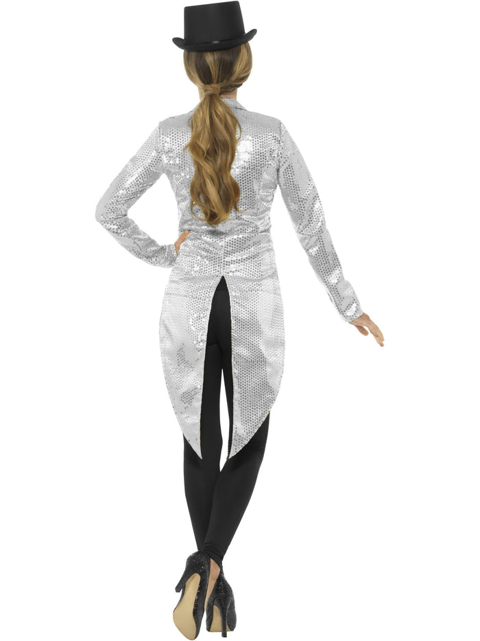 Sequin Tailcoat Jacket, Ladies, Silver
