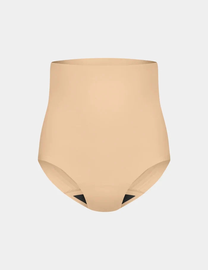 | Shaper High Rise Leakproof Briefs shown front-facing against a light gray background | Warm Sand