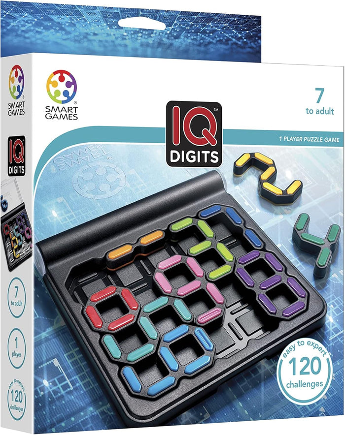 SmartGames: IQ Digits: 1 Player Logic Game - Number-Shaped Pieces, 120 Challenges, Ages 7+