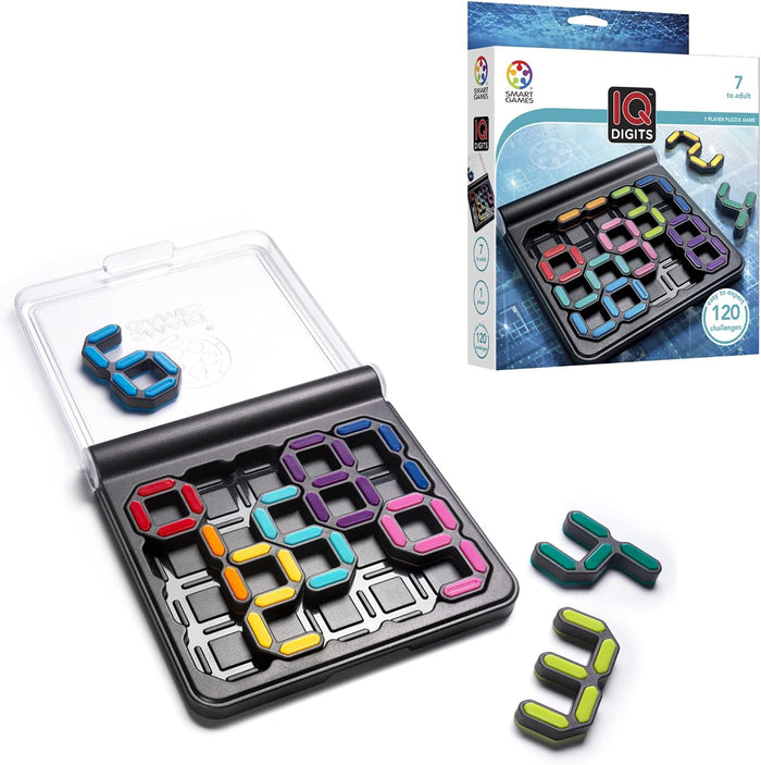SmartGames: IQ Digits: 1 Player Logic Game - Number-Shaped Pieces, 120 Challenges, Ages 7+