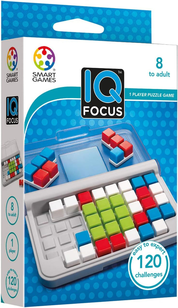 SmartGames: IQ Focus: 1 Player Puzzle Game - 120 Challenges, Travel Size, Ages 8+