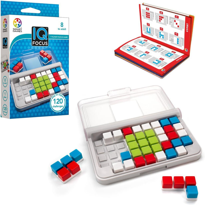 SmartGames: IQ Focus: 1 Player Puzzle Game - 120 Challenges, Travel Size, Ages 8+