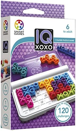 SmartGames: IQ XOXO: 1 Player Puzzle Game - 120 Challenges, Easy to Expert Levels, Ages 6+