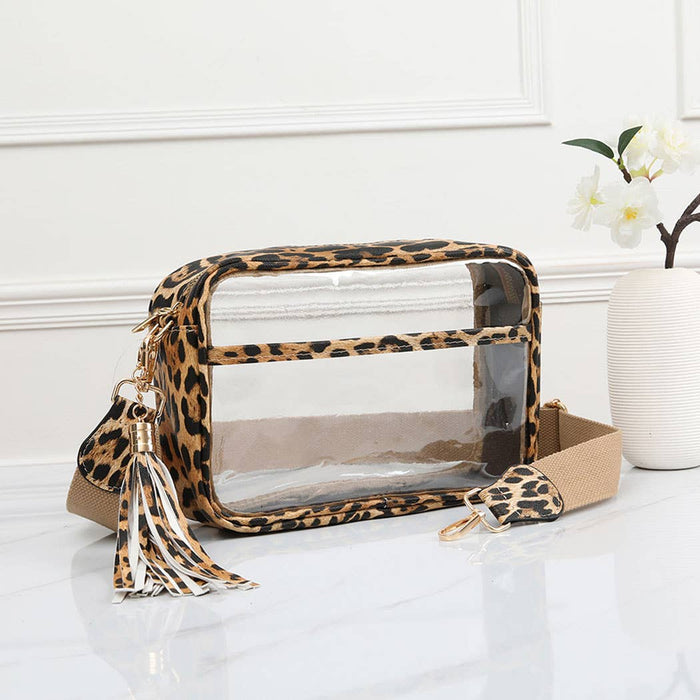 clear cross body bag comes in different outline colors can be used for events with security